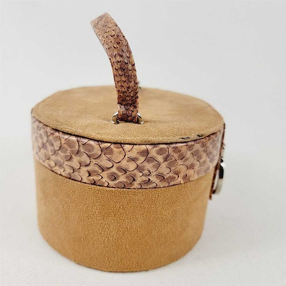 Vintage Box Purse Makeup Bag Faux Suede & Faux Sn… - image 4