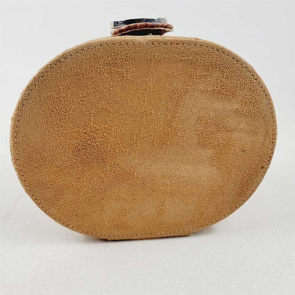 Vintage Box Purse Makeup Bag Faux Suede & Faux Sn… - image 9