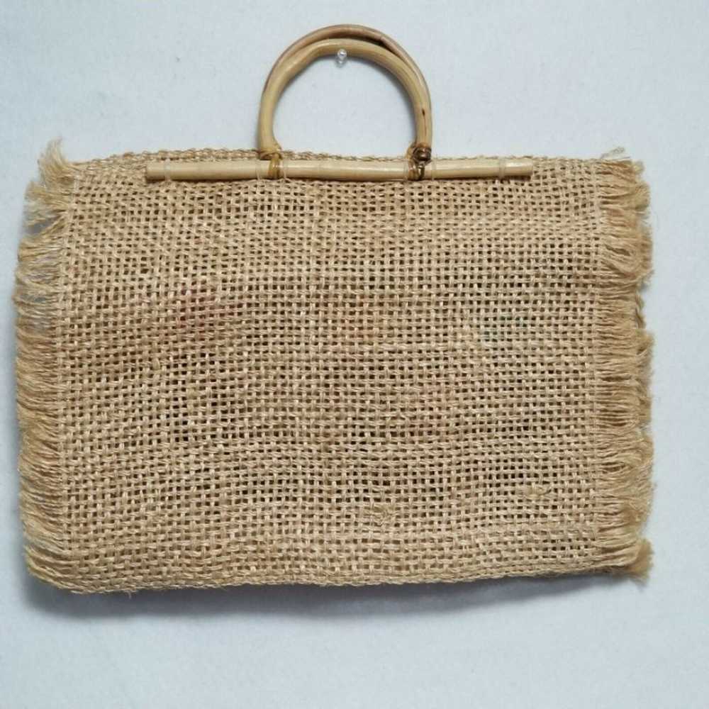 Straw Tote Bag Floral Woven Handbag - image 3