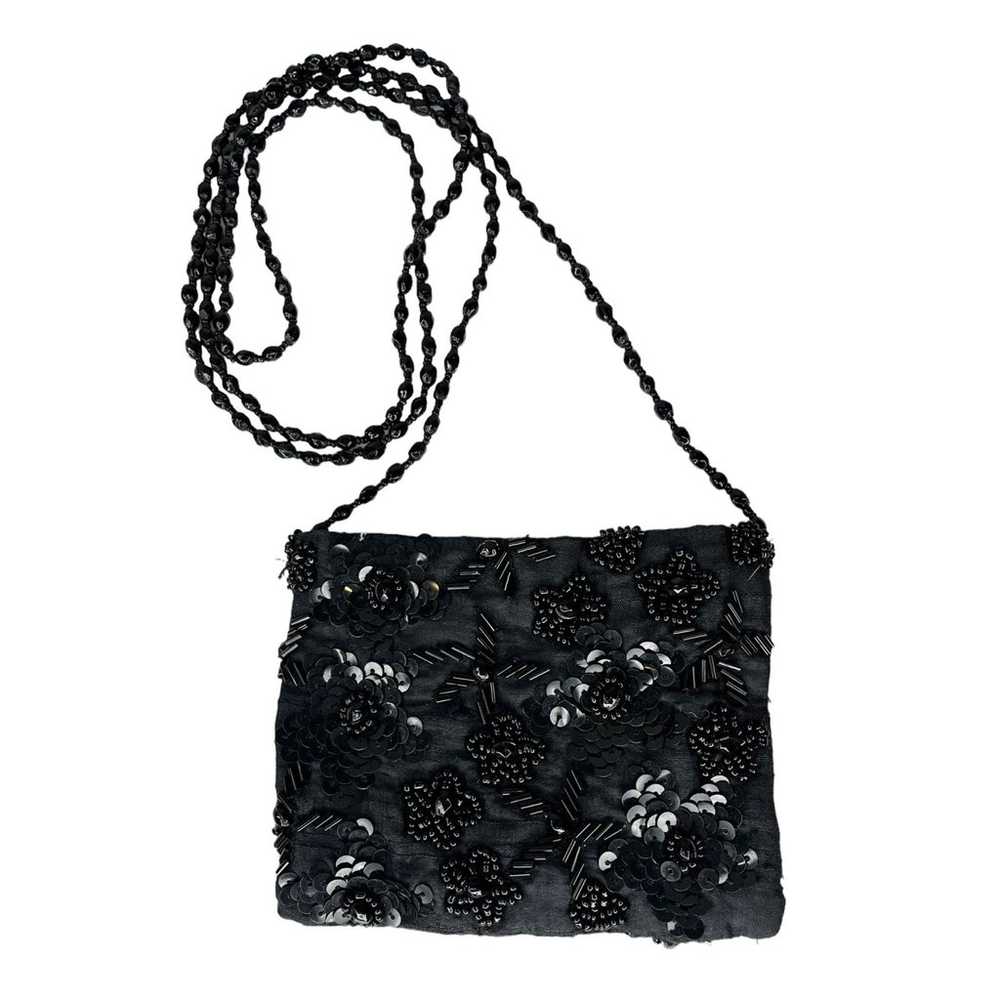 VTG Pierre Urbach Black Silk Beaded EVENING BAG H… - image 1