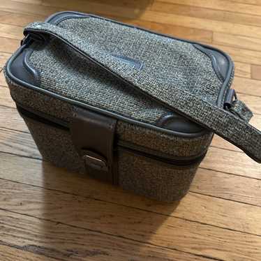 Vintage Halston Tweed Train Travel Makeup Bag - image 1