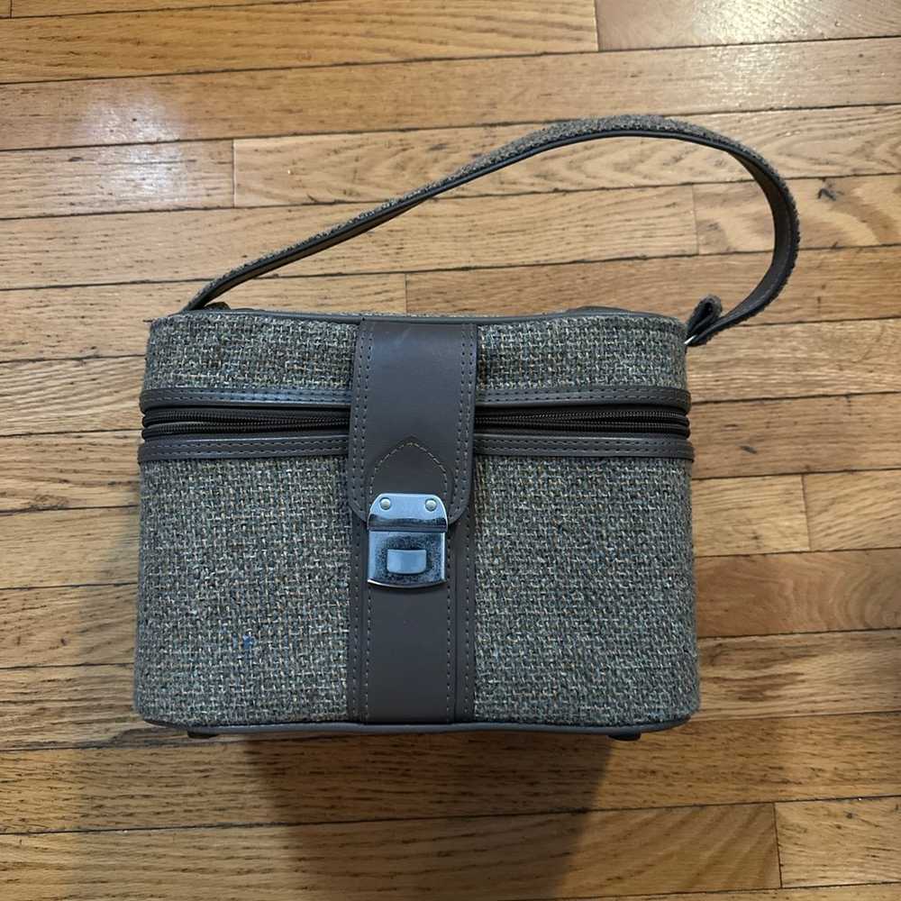 Vintage Halston Tweed Train Travel Makeup Bag - image 2