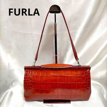 FURLA Bag Handbag Clutch Bag Crocodile Embossed 2w