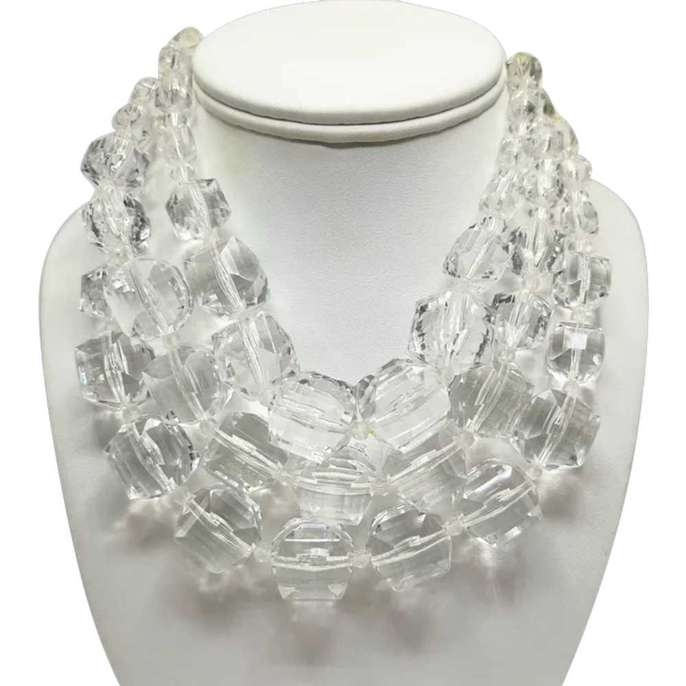 Tarina Tarantino Faceted Clear Lucite Triple Stra… - image 1