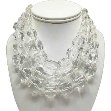 Tarina Tarantino Faceted Clear Lucite Triple Stra… - image 1