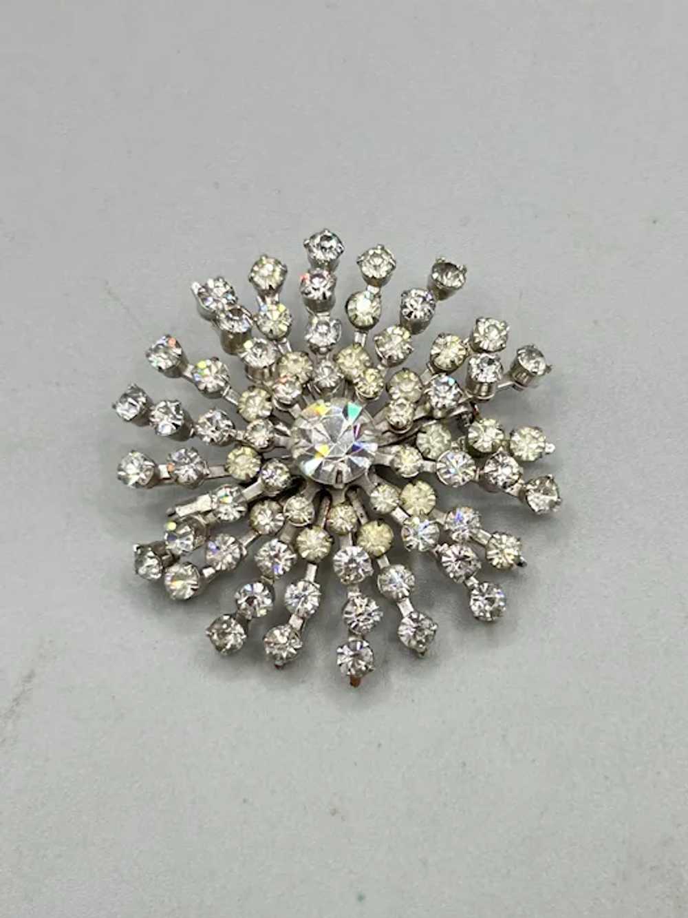 Vintage Clear Rhinestones Pin Brooch Silver Tone … - image 2