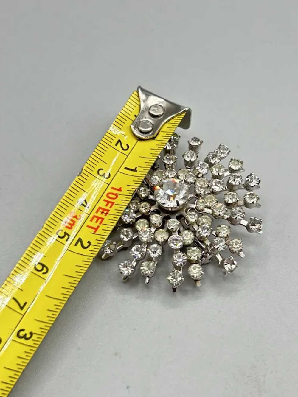 Vintage Clear Rhinestones Pin Brooch Silver Tone … - image 5