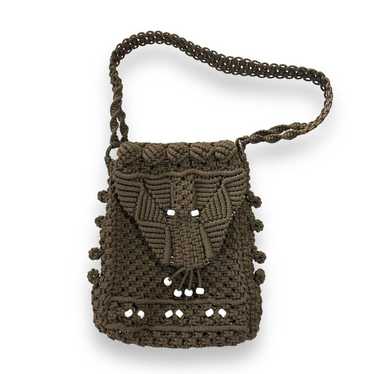 Handmade vintage macrame brown purse - image 1