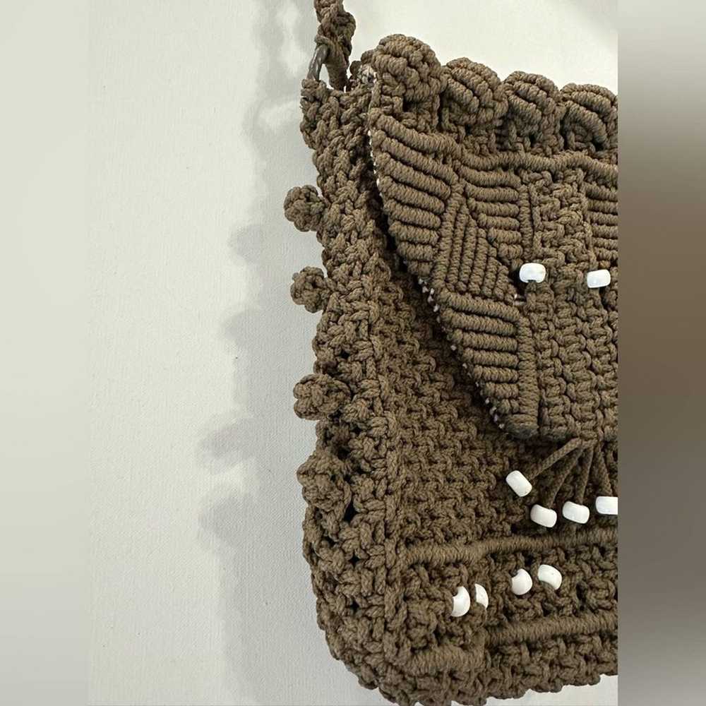 Handmade vintage macrame brown purse - image 3