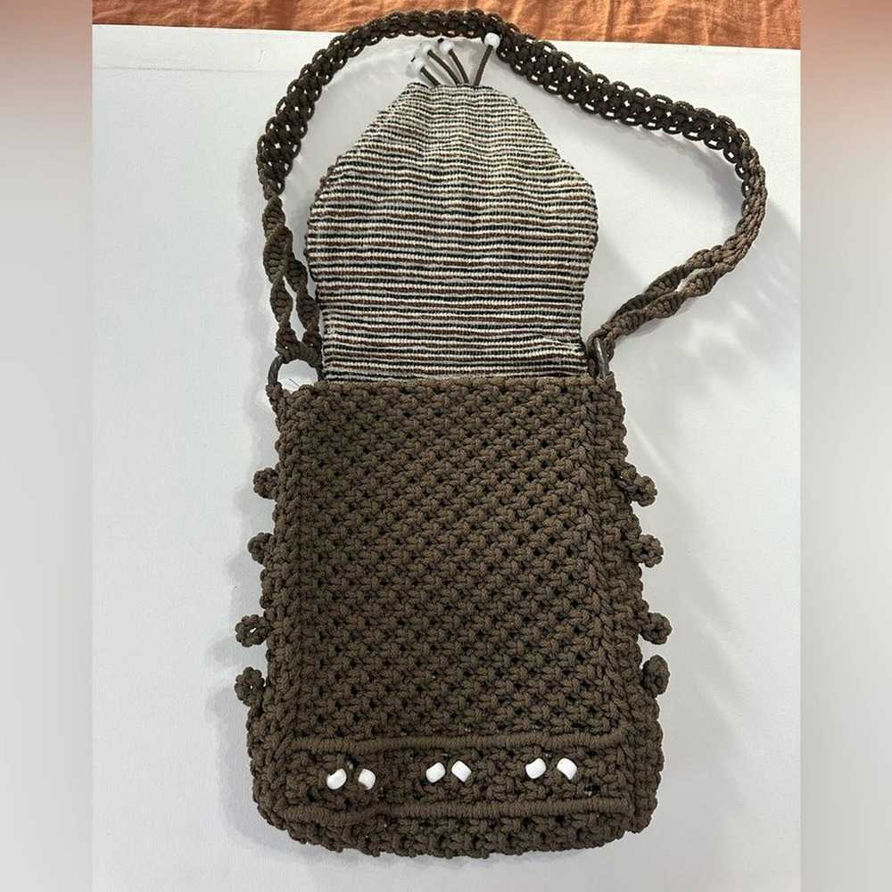 Handmade vintage macrame brown purse - image 7