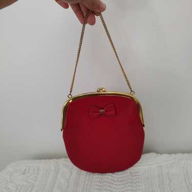 Vintage '70s red clutch leather purse - image 1