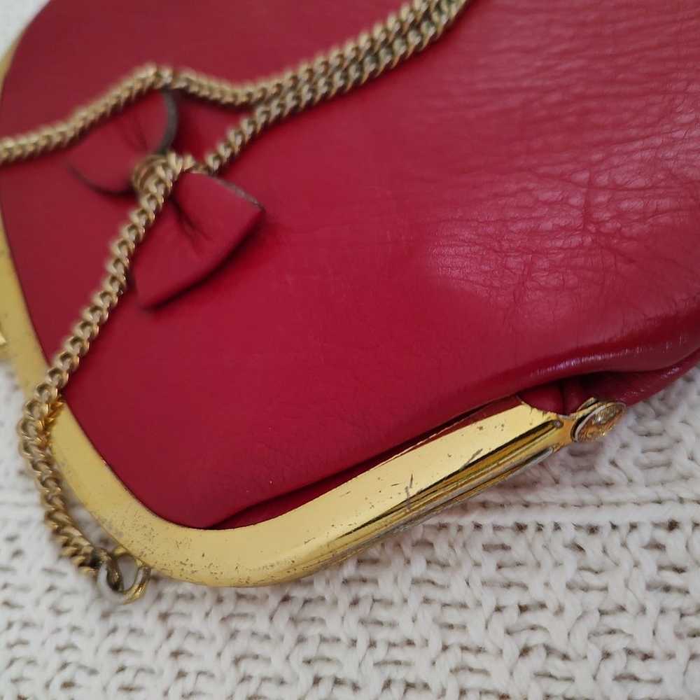 Vintage '70s red clutch leather purse - image 4