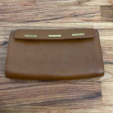 Crown Vintage Leather Envelope Clutch outlets Gold Accent