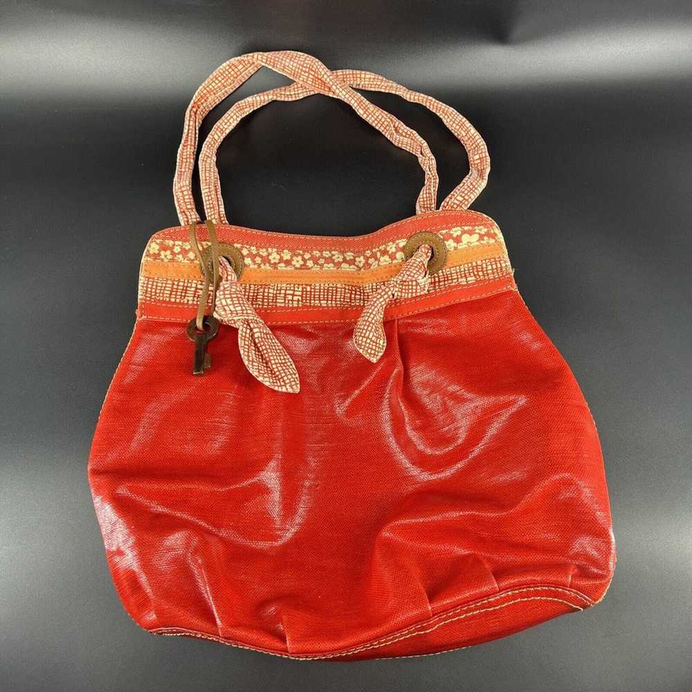 Vintage Inspired FOSSIL Shoulder Bag Coated Red C… - image 1