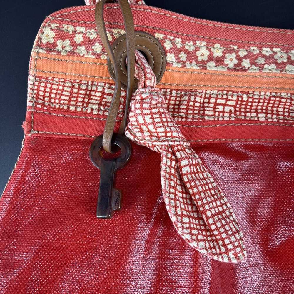 Vintage Inspired FOSSIL Shoulder Bag Coated Red C… - image 3