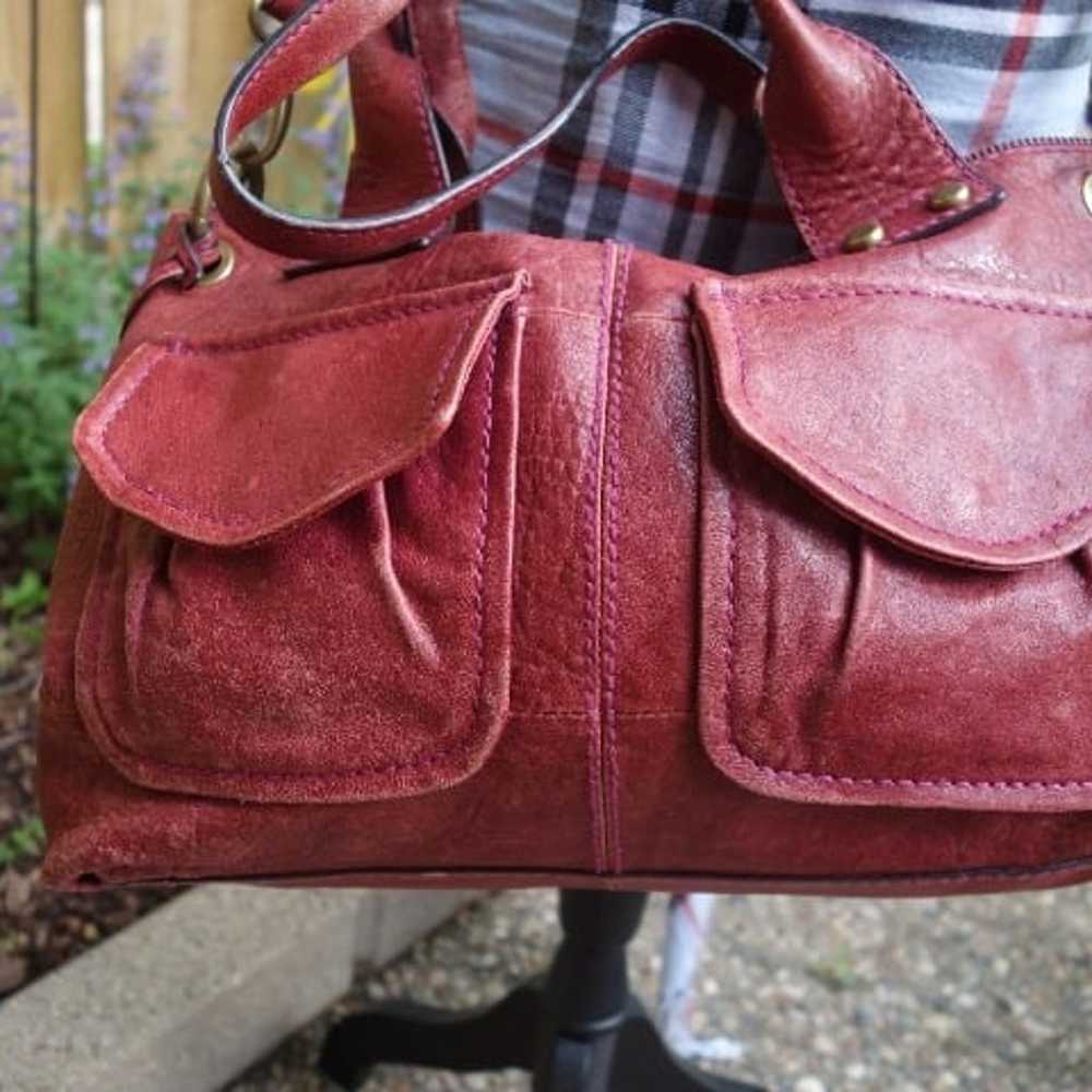 Holiday red! FOSSIL crossbody Vintage Red distres… - image 2