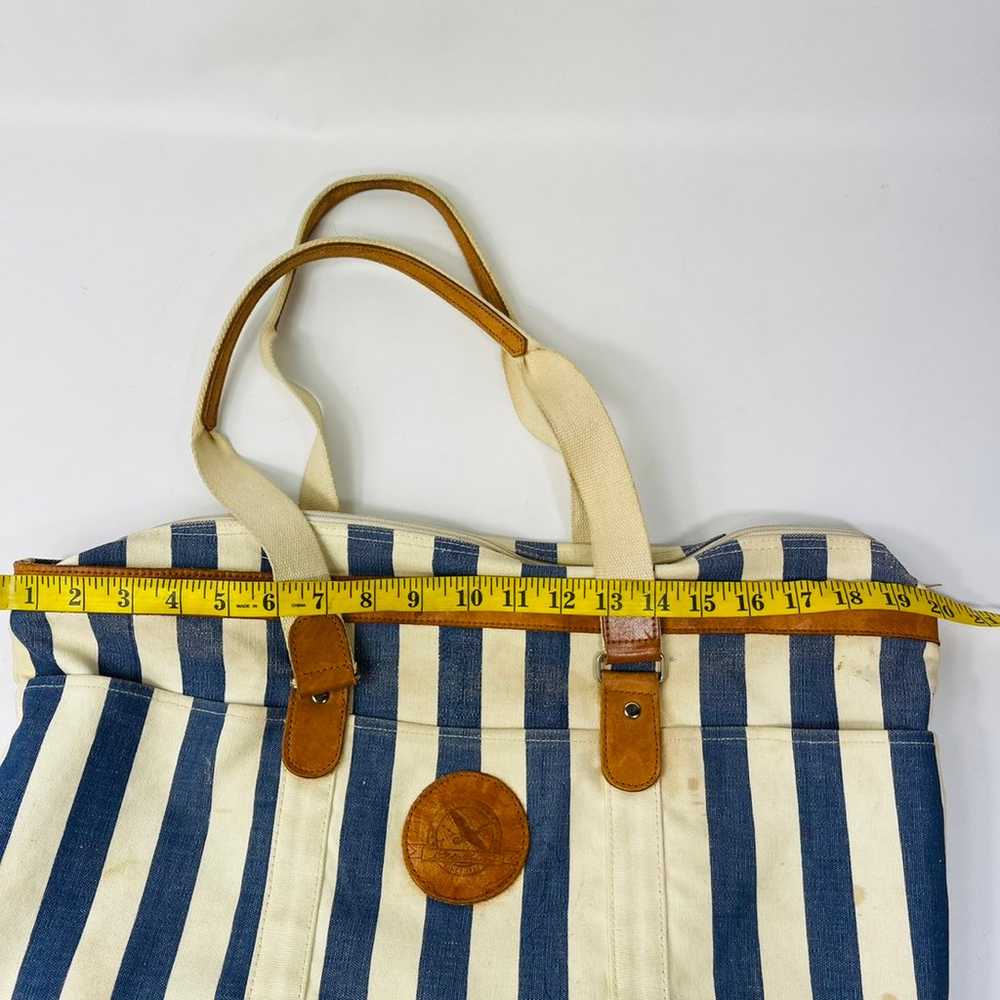 VTG 90s Eddie Bauer Nautical Striped Canvas Tote … - image 10