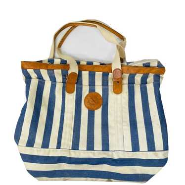 VTG 90s Eddie Bauer Nautical Striped Canvas Tote … - image 1