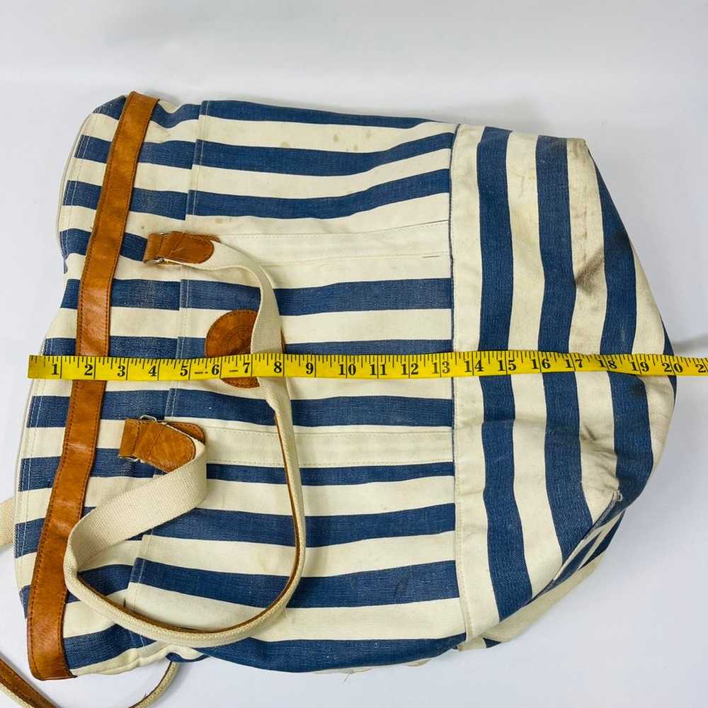 VTG 90s Eddie Bauer Nautical Striped Canvas Tote … - image 2