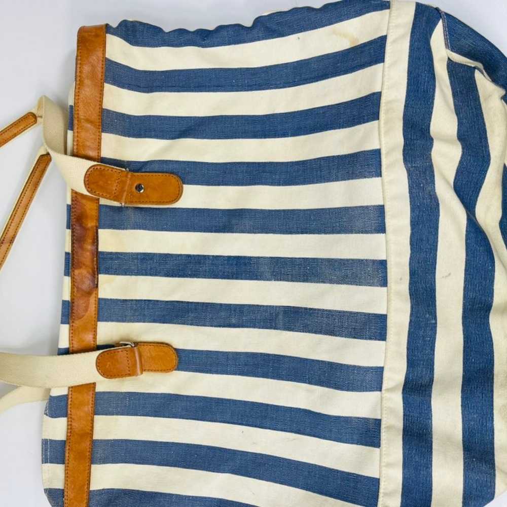 VTG 90s Eddie Bauer Nautical Striped Canvas Tote … - image 5