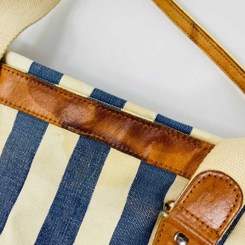 VTG 90s Eddie Bauer Nautical Striped Canvas Tote … - image 6