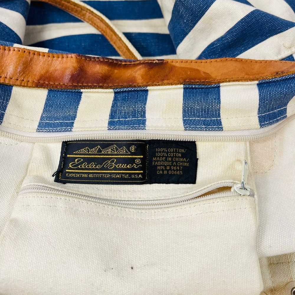 VTG 90s Eddie Bauer Nautical Striped Canvas Tote … - image 8