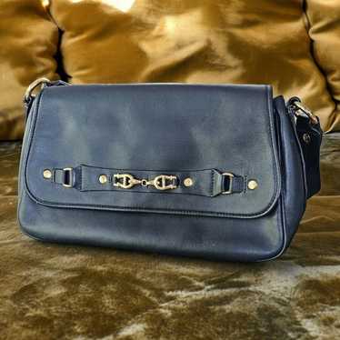 Etienne Aigner Handbag Dark Midnight Blue Leather… - image 1