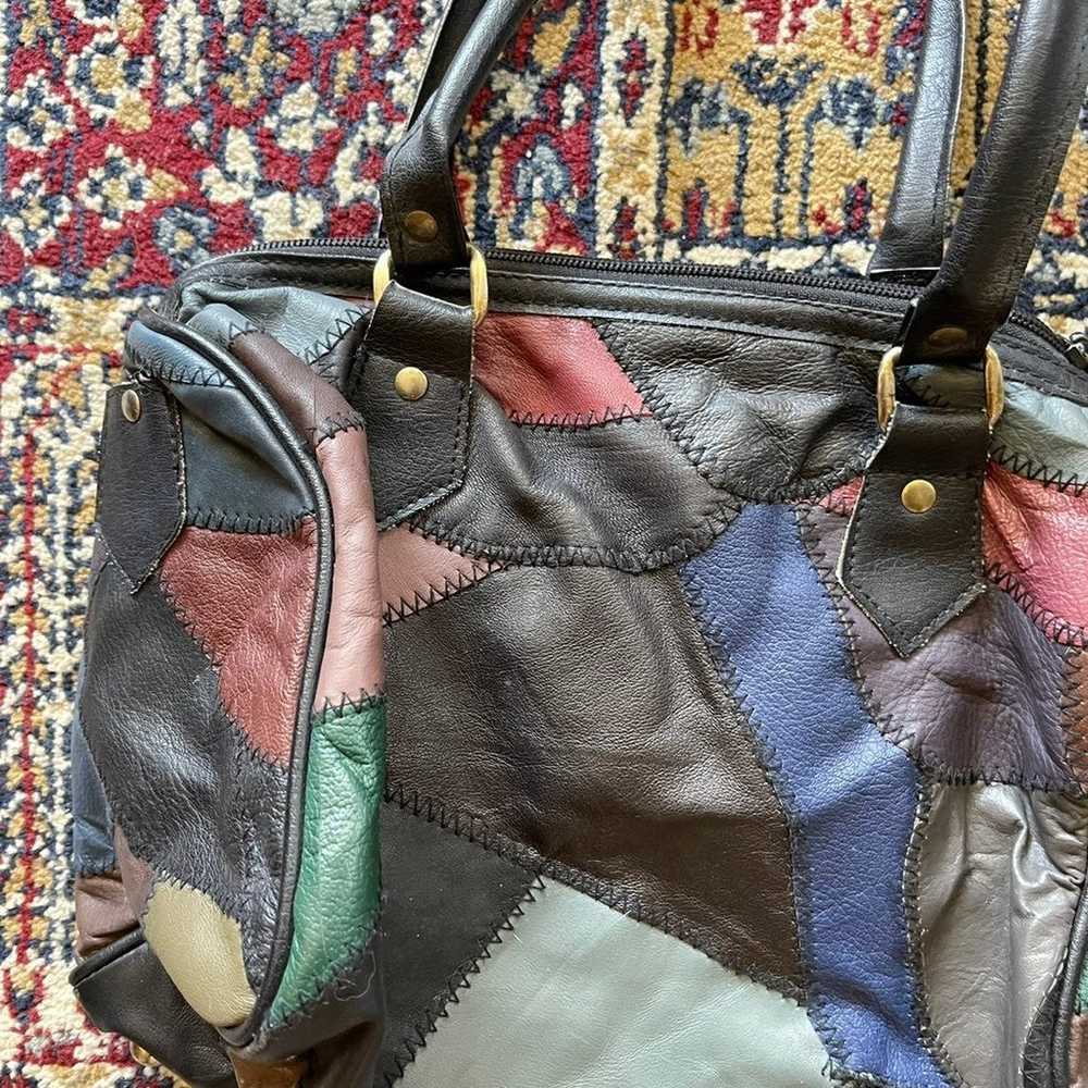 Stylish Vintage Leather patchwork purse - image 2