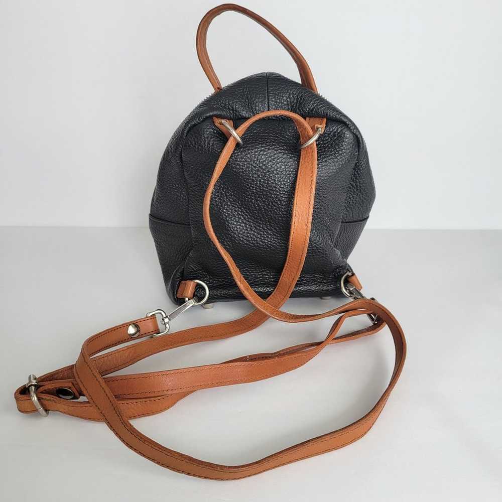 Rare- Valentina Leather Mini Backpack Black/Tan- … - image 3