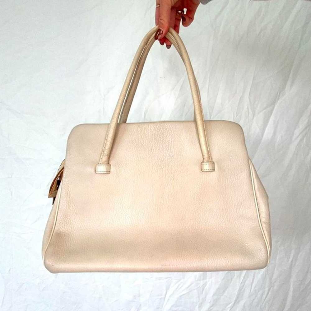 Vintage 80’s Cream Leather Shoulder Bag - image 1