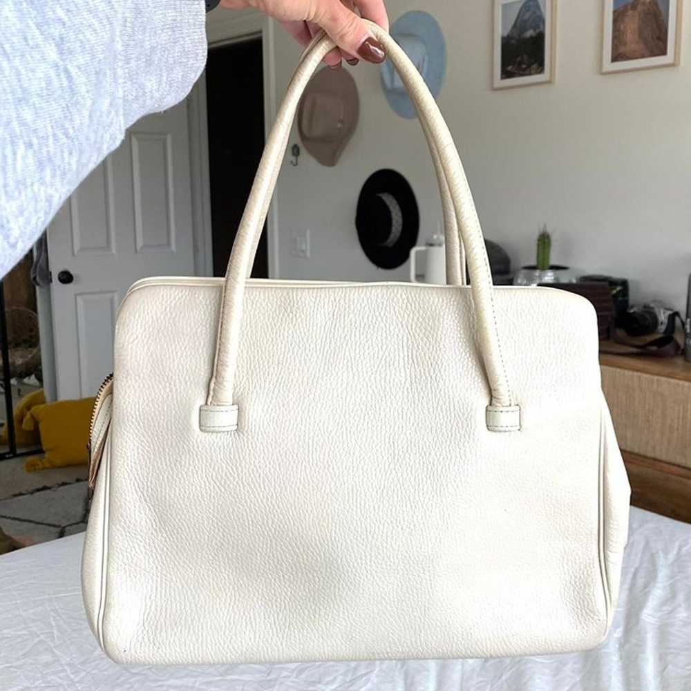 Vintage 80’s Cream Leather Shoulder Bag - image 2