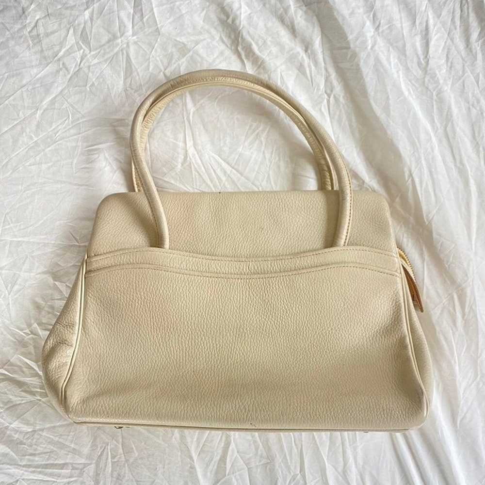 Vintage 80’s Cream Leather Shoulder Bag - image 4