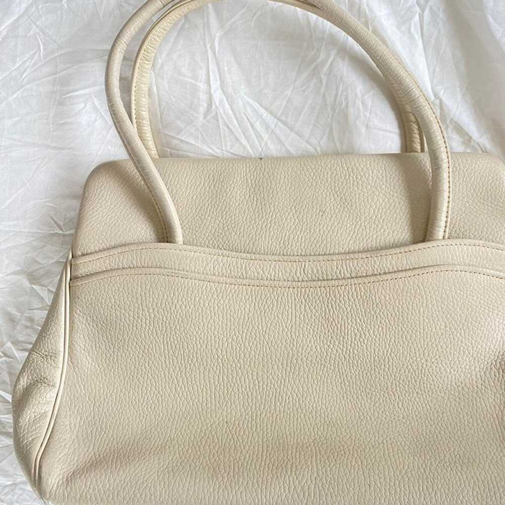 Vintage 80’s Cream Leather Shoulder Bag - image 6