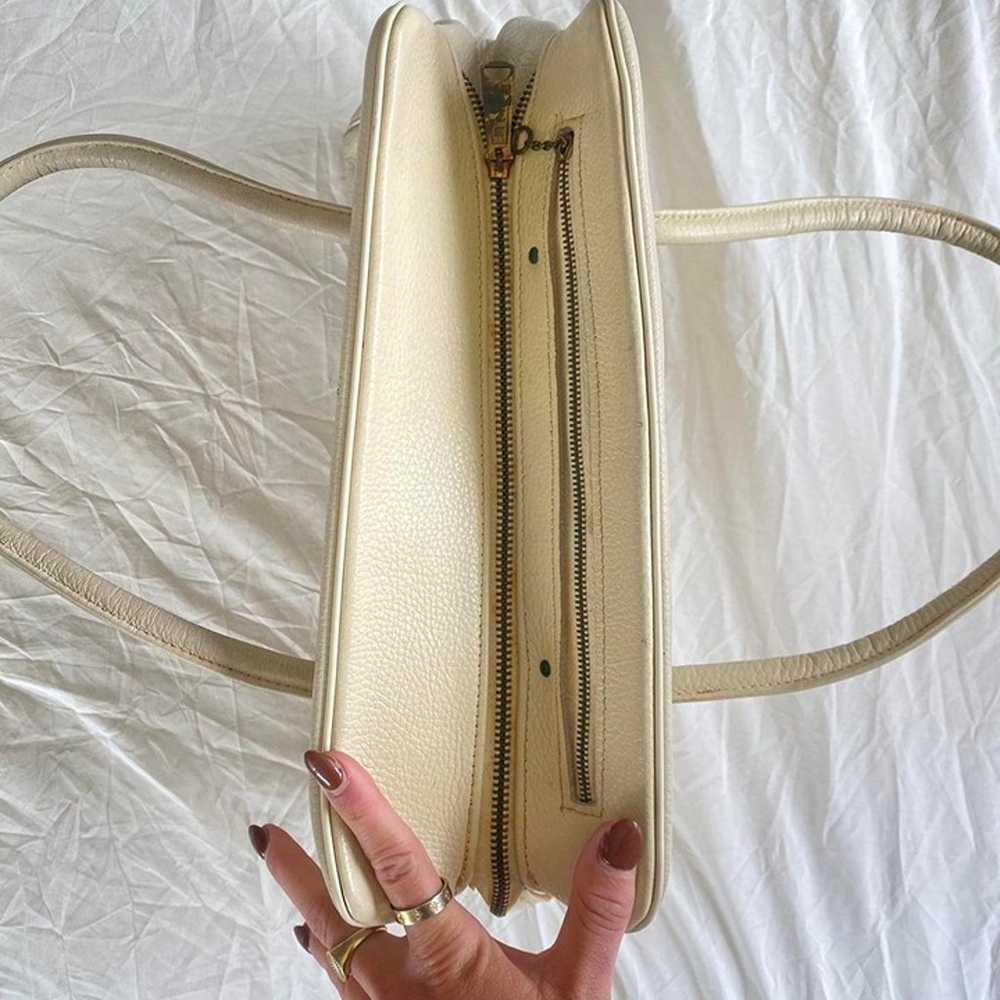 Vintage 80’s Cream Leather Shoulder Bag - image 7