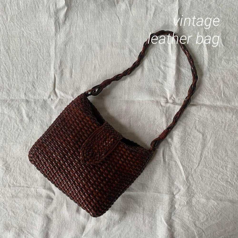 Leather Woven Shoulder Bag Vintage - image 1