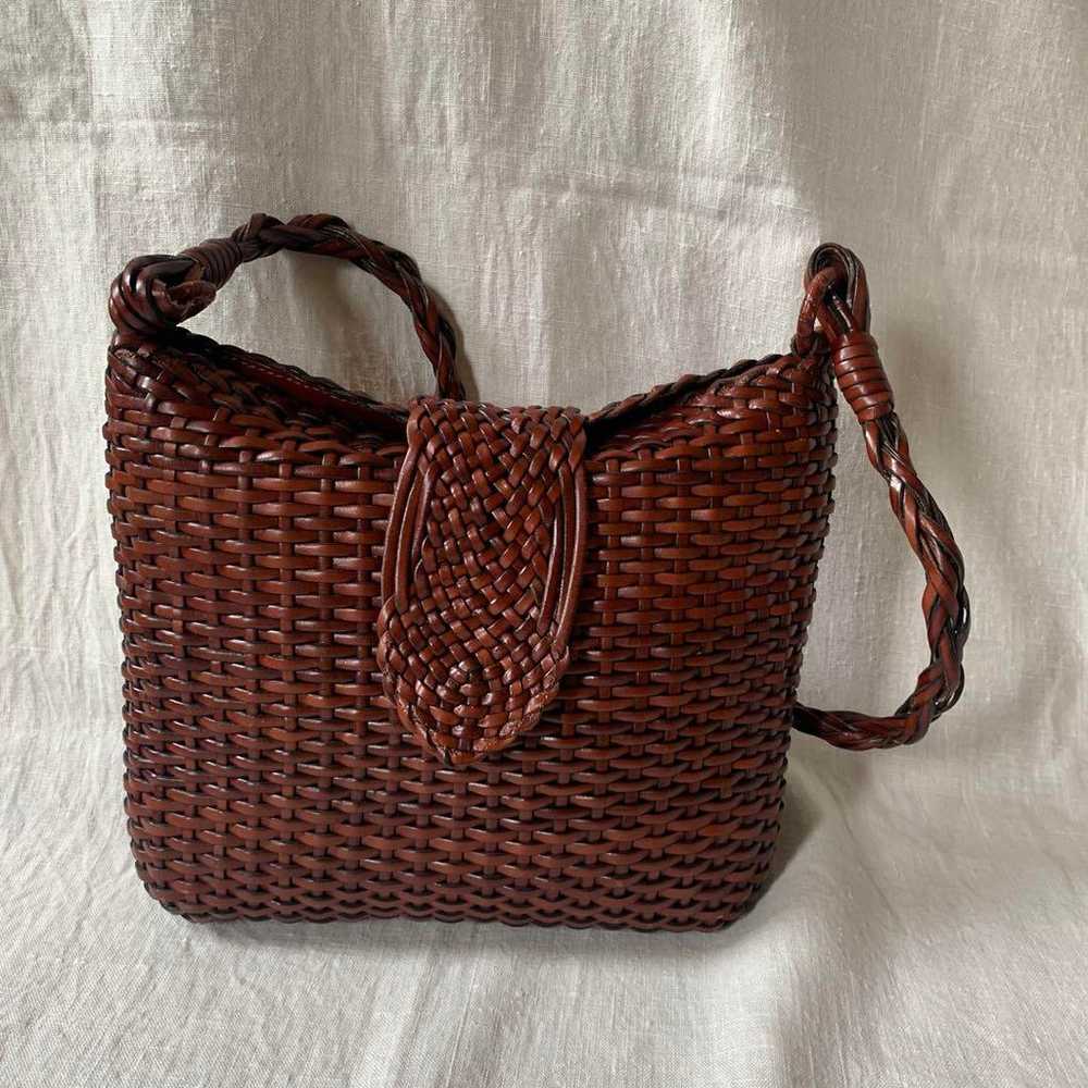 Leather Woven Shoulder Bag Vintage - image 2