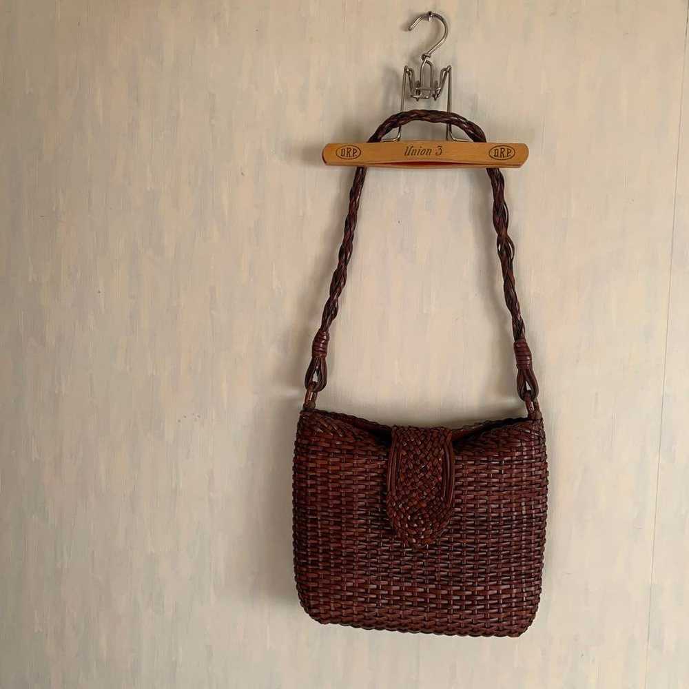 Leather Woven Shoulder Bag Vintage - image 3