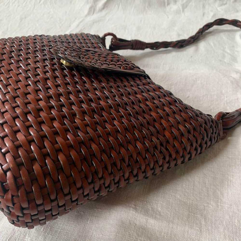 Leather Woven Shoulder Bag Vintage - image 4