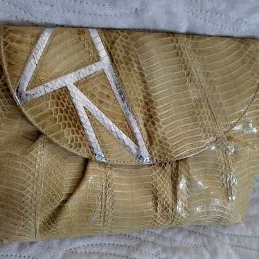 Vintage J RENEE Yellow Snakeskin Clutch