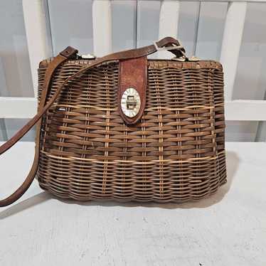 Vintage Rattan Jute Shoulder on sale Bag Summer Leather Strap 1990s Vintage GUC