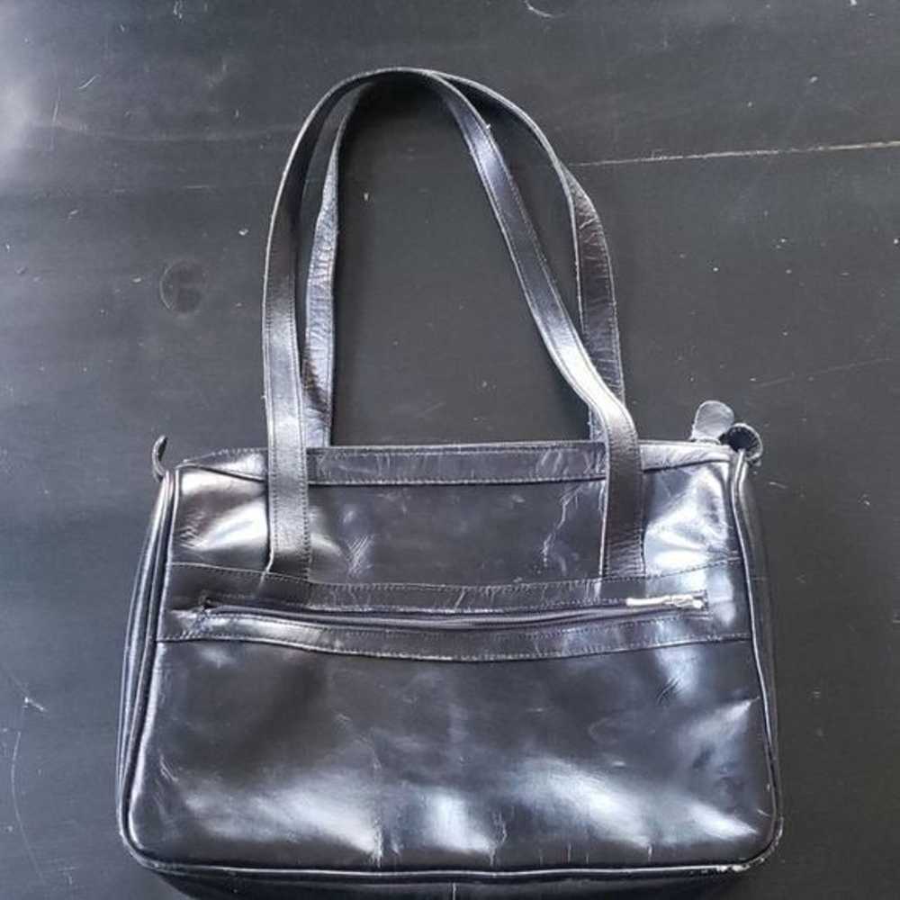 Vintage Black Leather Saks 5th Avenue Purse - image 4