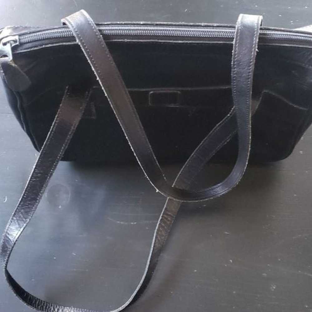 Vintage Black Leather Saks 5th Avenue Purse - image 7