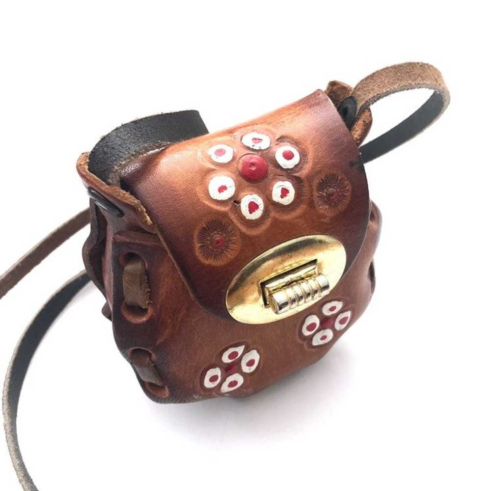 Mexican Painted Tooled Leather Mini Bag - image 3