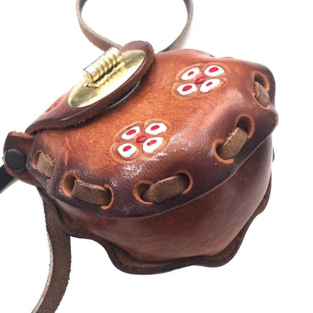 Mexican Painted Tooled Leather Mini Bag - image 4