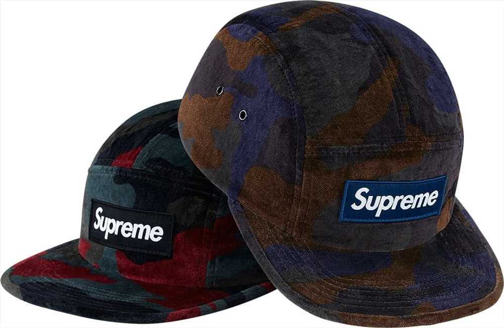 Supreme Supreme Velvet Camo Camp Cap Red Black Ha… - image 11