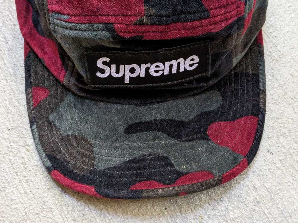 Supreme Supreme Velvet Camo Camp Cap Red Black Ha… - image 2