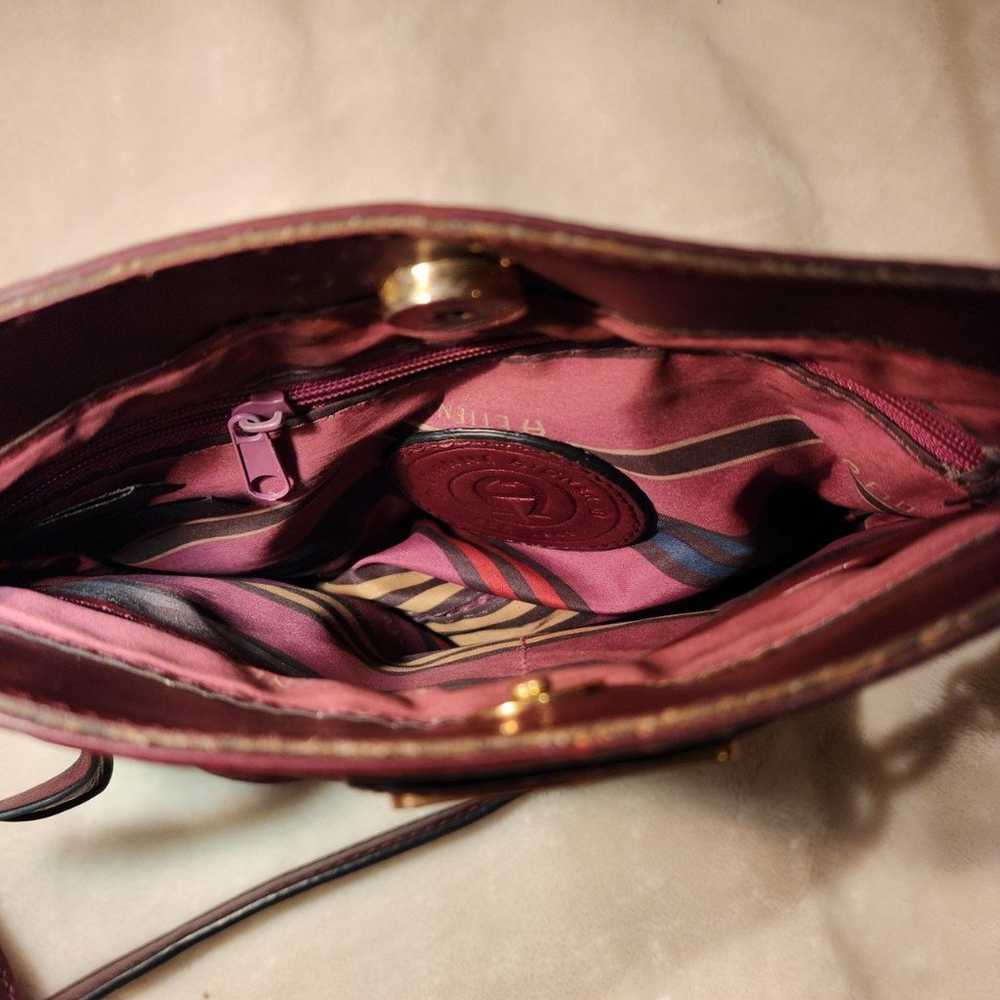 Vintage Etienne Aigner Burgundy pleated Crossbody… - image 2