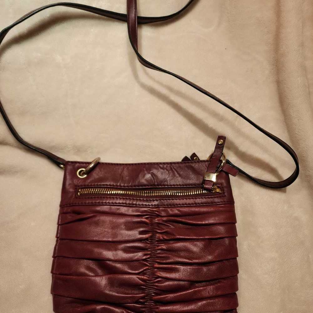 Vintage Etienne Aigner Burgundy pleated Crossbody… - image 3