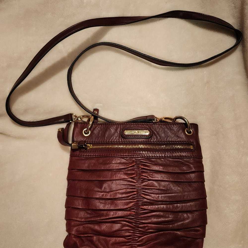 Vintage Etienne Aigner Burgundy pleated Crossbody… - image 6