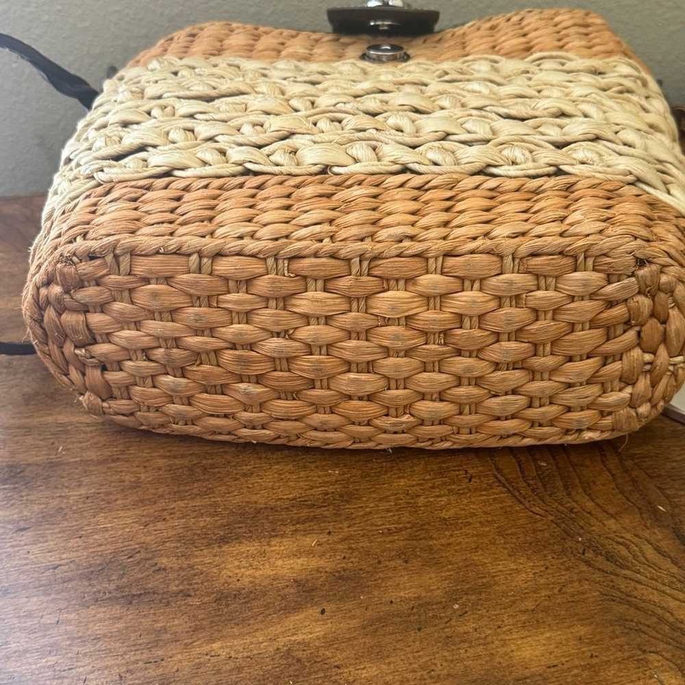 BRIGHTON Raffia Vintage Tan and Beige Woven Bag w… - image 6